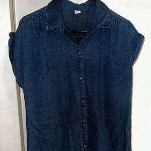 Old Navy Sleeveless Denim Shirt Dress Button Front SZ medium